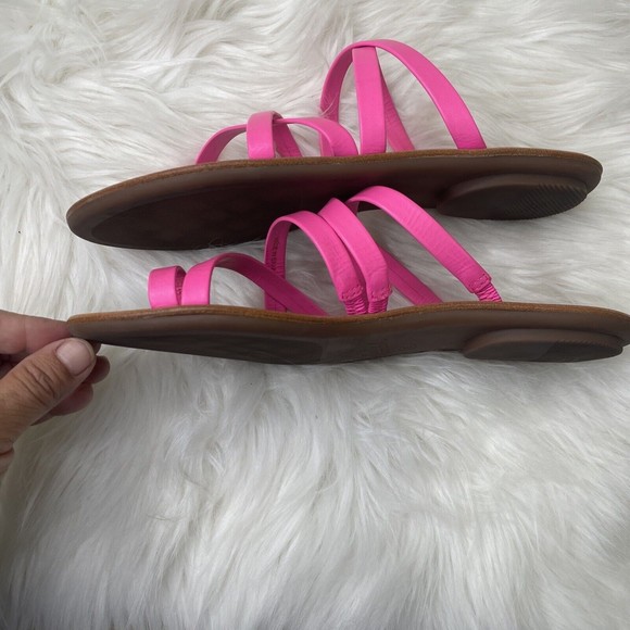Loeffler Randall Womens Toe Thong Sarie Sandal Flats 6 Strap Slip On Hot Pink - Picture 4 of 7